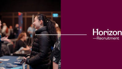 Man speaking with woman at cyber networking event